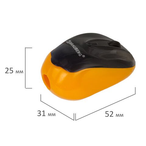 Точилка BRAUBERG 12 шт. &quot;Click&quot;, с контейнером, пластиковая, корпус ассорти, 228445