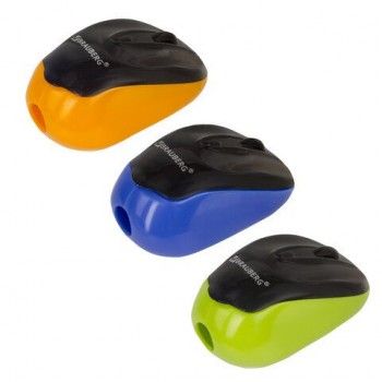 Точилка BRAUBERG 12 шт. "Click", с контейнером, пластиковая, корпус ассорти, 228445
