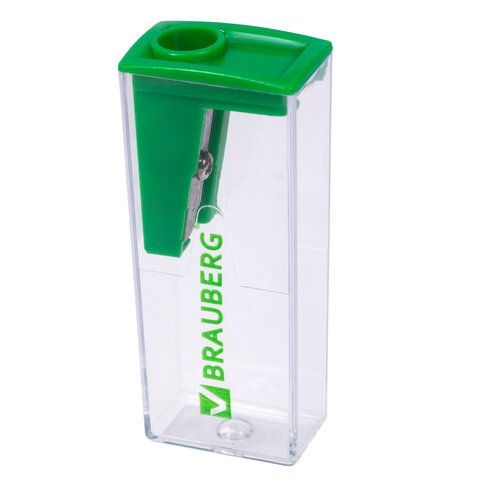 Точилка BRAUBERG 24 шт. &quot;Assistant&quot;, с контейнером, пластиковая, корпус ассорти, 228451