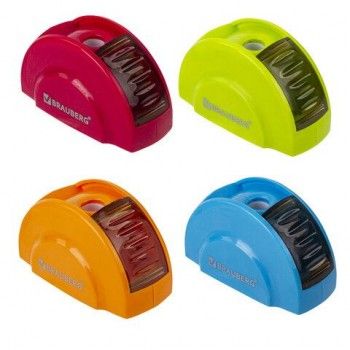 Точилка BRAUBERG 24 шт. "Roll", с контейнером, пластиковая, корпус ассорти, 228464