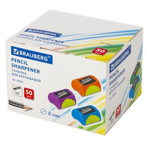 Точилка BRAUBERG 50 шт. &quot;Original&quot;, пластиковая, корпус ассорти, 228465