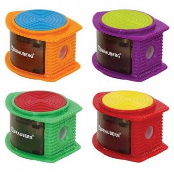 Точилка BRAUBERG 24 шт. "Flash", с контейнером, пластиковая, корпус ассорти, 228472