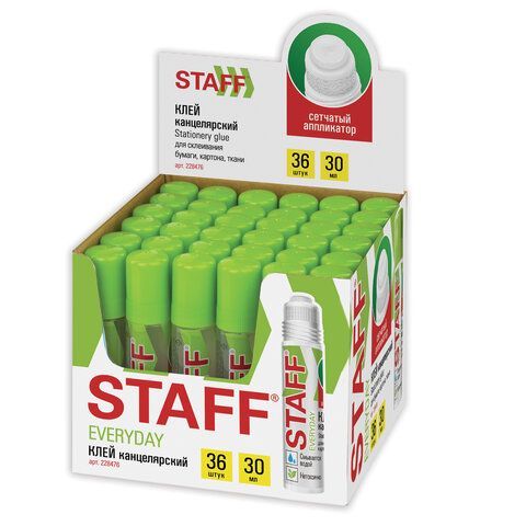 Клей канцелярский STAFF 4 шт. EVERYDAY 30 мл, сетчатый аппликатор, 228476