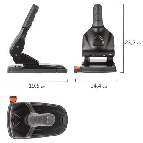 Дырокол металлический МОЩНЫЙ BRAUBERG &quot;Heavy duty&quot; до 65 листов, эргономичный, черный, 228496