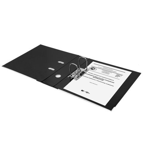 Папка-регистратор BRAUBERG &quot;EXTRA&quot;, 75 мм, черная, двустороннее покрытие пластик, металлический уголок, 228570