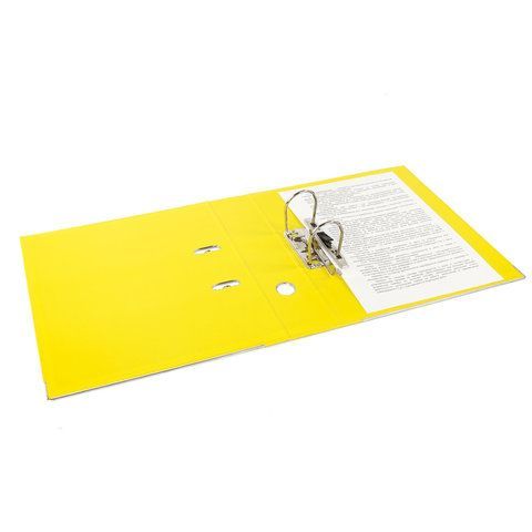 Папка-регистратор BRAUBERG &quot;EXTRA&quot;, 75 мм, желтая, двустороннее покрытие пластик, металлический уголок, 228574