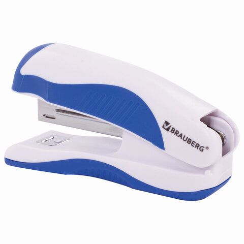 Степлер №10 BRAUBERG &quot;JET PRO&quot;, до 12 листов, эргономичный, бело-синий, 228582