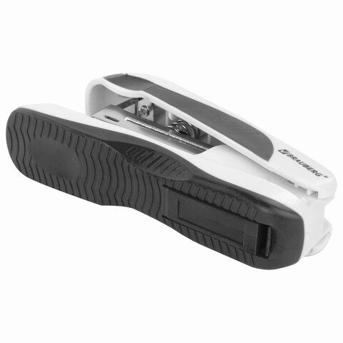 Степлер №10 BRAUBERG &quot;JET PRO&quot;, до 12 листов, эргономичный, бело-черный, 228583