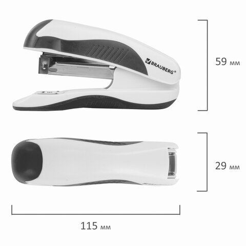 Степлер №10 BRAUBERG &quot;JET PRO&quot;, до 12 листов, эргономичный, бело-черный, 228583