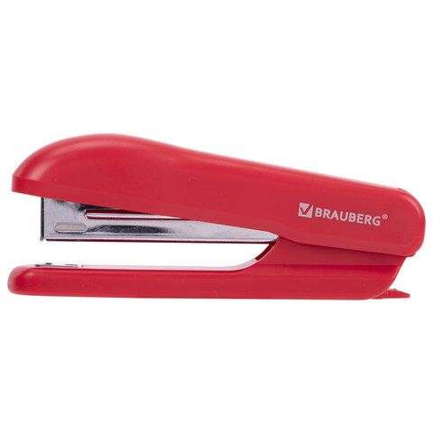 Степлер №10 BRAUBERG &quot;SX-19&quot;, до 12 листов, с антистеплером, красный, 228589