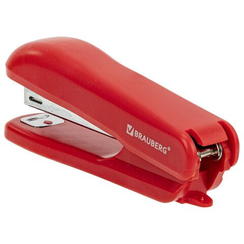 Степлер №10 BRAUBERG &quot;SX-19&quot;, до 12 листов, с антистеплером, красный, 228589
