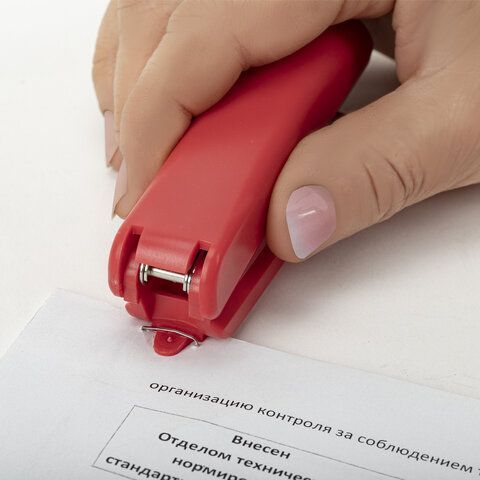 Степлер №10 BRAUBERG &quot;SX-19&quot;, до 12 листов, с антистеплером, красный, 228589