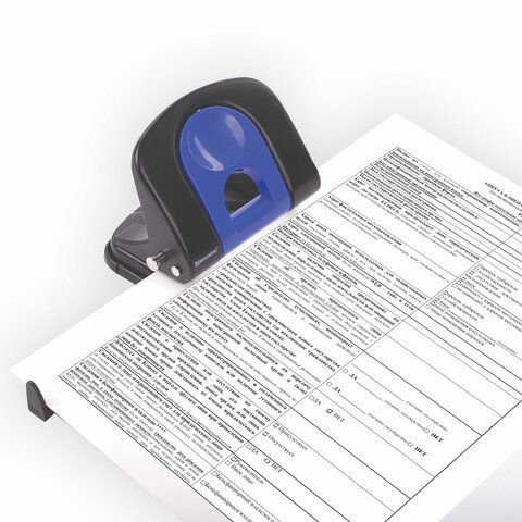 Дырокол металлический BRAUBERG &quot;Office-Expert&quot;, до 25 листов, черно-синий, 228604