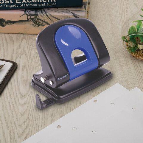 Дырокол металлический BRAUBERG &quot;Office-Expert&quot;, до 25 листов, черно-синий, 228604
