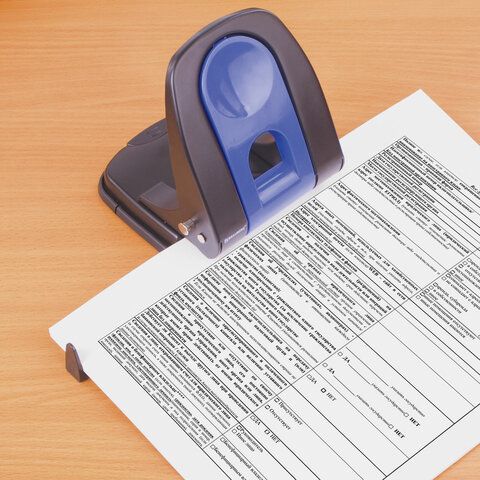 Дырокол металлический BRAUBERG &quot;Office-Expert&quot;, до 35 листов, черно-синий, 228605