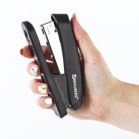 Степлер №24/6, 26/6 BRAUBERG &quot;Standard+&quot;, до 30 листов, черный, 228608