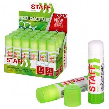 Клей-карандаш УСИЛЕННЫЙ STAFF 3 шт. Profit, 15 г, PVP-основа, 228661