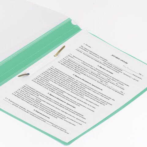 Скоросшиватель пластиковый BRAUBERG 10 шт., А4, 130/180 мкм, бирюзовый, 228675