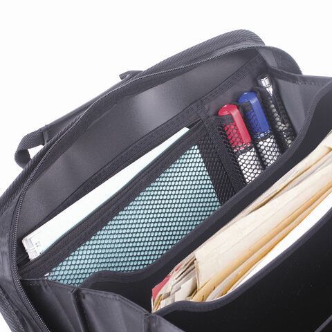 Папка-портфель пластиковая BRAUBERG А4+ (375х305х60 мм), 4 отделения, 2 кармана, серая, 228685