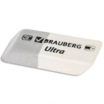 Ластик BRAUBERG 10 шт. "Ultra", 41х14х8 мм, серо-белый, натуральный каучук, 228703