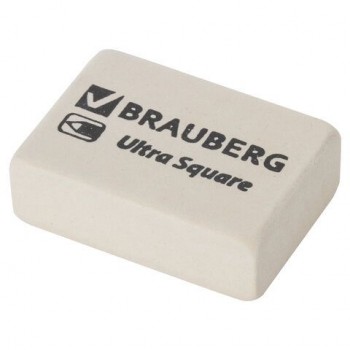 Ластик BRAUBERG 10 шт. "Ultra Square", 26х18х8 мм, белый, натуральный каучук, 228707