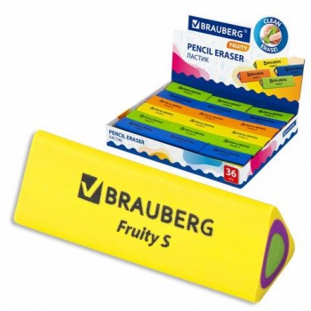 Ластик BRAUBERG 6 шт. "Fruity S", 44х15х15 мм, цвет ассорти, треугольный, 228713