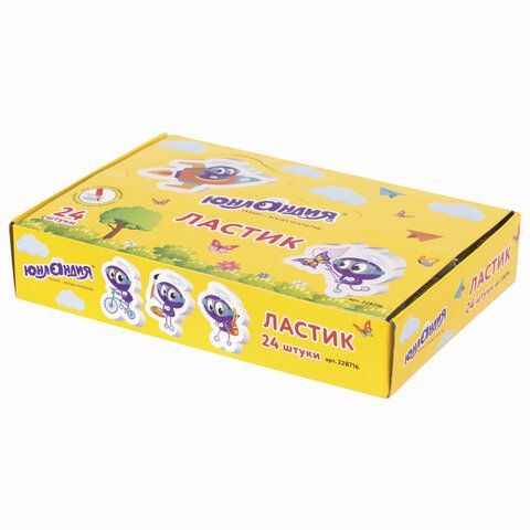 Ластик фигурный ЮНЛАНДИЯ 4 шт. &quot;Юнландик&quot;, 45х30х8 мм, ассорти, 228716