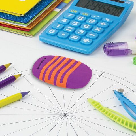 Ластик BRAUBERG 3 шт. &quot;Mix Pro&quot;, 58х33х13 мм, цвет ассорти, 228722