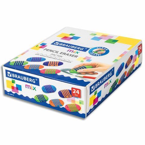 Ластик BRAUBERG 3 шт. &quot;Mix Pro&quot;, 58х33х13 мм, цвет ассорти, 228722