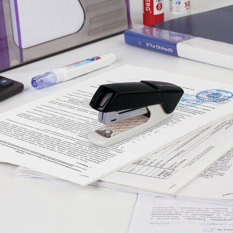 Степлер №10 BRAUBERG &quot;ADVANCED&quot;, до 15 листов, с антистеплером, черный, 228746