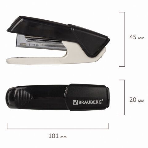 Степлер №10 BRAUBERG &quot;ADVANCED&quot;, до 15 листов, с антистеплером, черный, 228746