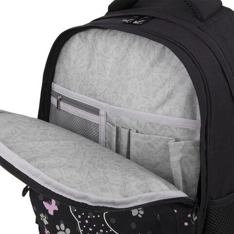 Рюкзак BRAUBERG SOFT, 2 отделения, 3 кармана, &quot;Joyful kitten&quot;, СВЕТЯЩИЙСЯ, 40х31х15 см, 228791