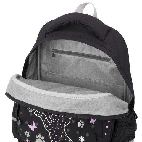 Рюкзак BRAUBERG SOFT, 2 отделения, 3 кармана, &quot;Joyful kitten&quot;, СВЕТЯЩИЙСЯ, 40х31х15 см, 228791