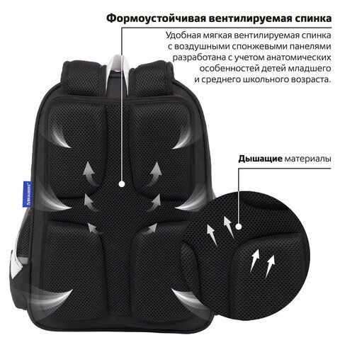 Рюкзак BRAUBERG SOFT, 2 отделения, 3 кармана, &quot;Joyful kitten&quot;, СВЕТЯЩИЙСЯ, 40х31х15 см, 228791