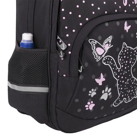 Рюкзак BRAUBERG SOFT, 2 отделения, 3 кармана, &quot;Joyful kitten&quot;, СВЕТЯЩИЙСЯ, 40х31х15 см, 228791