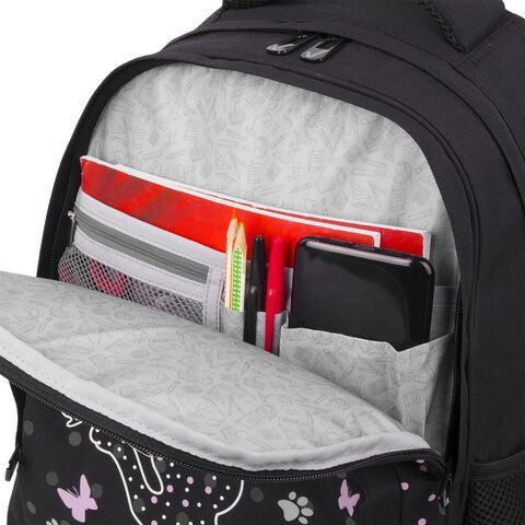 Рюкзак BRAUBERG SOFT, 2 отделения, 3 кармана, &quot;Joyful kitten&quot;, СВЕТЯЩИЙСЯ, 40х31х15 см, 228791