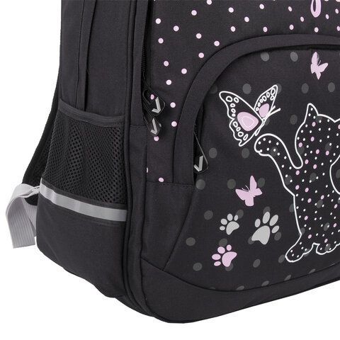 Рюкзак BRAUBERG SOFT, 2 отделения, 3 кармана, &quot;Joyful kitten&quot;, СВЕТЯЩИЙСЯ, 40х31х15 см, 228791