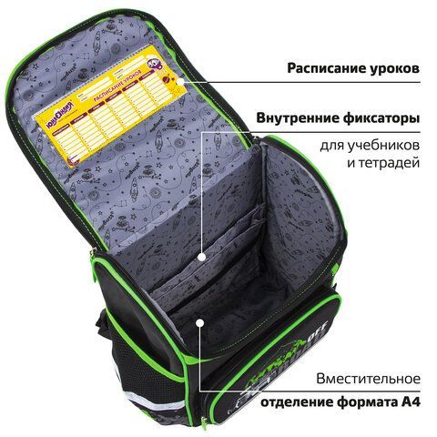 Ранец ЮНЛАНДИЯ WISE, 1 отделение, 3 кармана, устойчивое дно, &quot;Offroad&quot;, 37х29х15 см, 228814