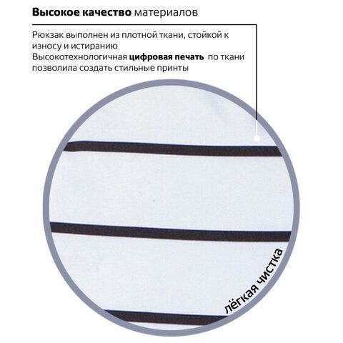 Рюкзак BRAUBERG СИТИ-ФОРМАТ универсальный, &quot;Strip&quot;, белый в полоску, 41х32х14 см, 228846