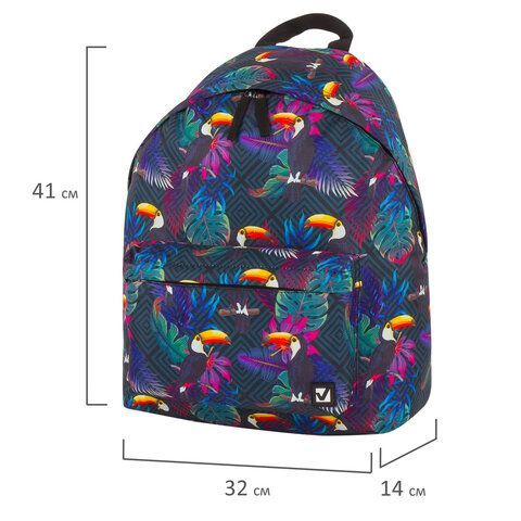 Рюкзак BRAUBERG СИТИ-ФОРМАТ универсальный, &quot;Toucans&quot;, разноцветный, 41х32х14 см, 228847