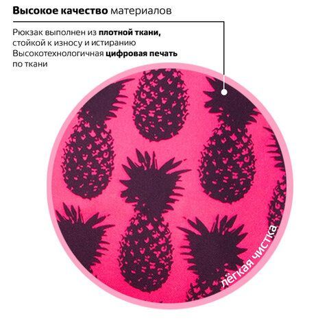 Рюкзак BRAUBERG СИТИ-ФОРМАТ универсальный, &quot;Ananas&quot;, розовый, 41х32х14 см, 228851