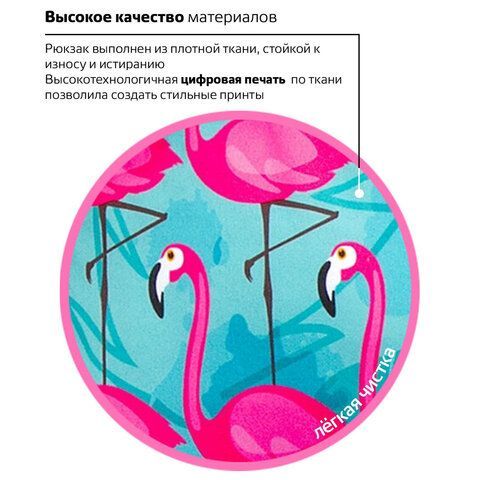 Рюкзак BRAUBERG СИТИ-ФОРМАТ универсальный, &quot;Flamingo&quot;, разноцветный, 41х32х14 см, 228854