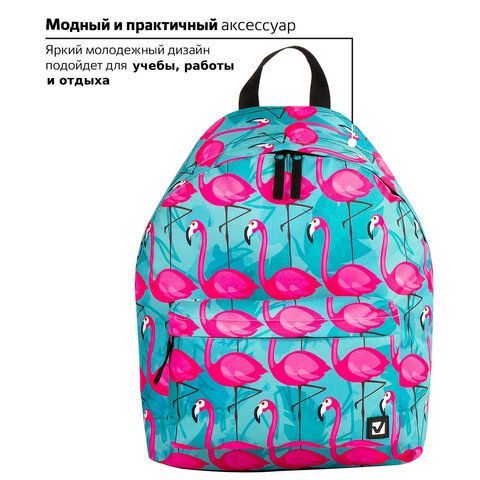 Рюкзак BRAUBERG СИТИ-ФОРМАТ универсальный, &quot;Flamingo&quot;, разноцветный, 41х32х14 см, 228854