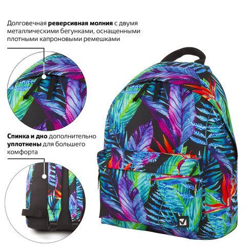 Рюкзак BRAUBERG СИТИ-ФОРМАТ универсальный, &quot;Exotic&quot;, разноцветный, 41х32х14 см, 228855