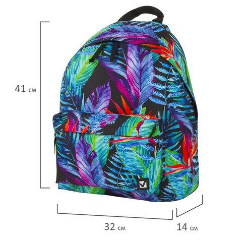 Рюкзак BRAUBERG СИТИ-ФОРМАТ универсальный, &quot;Exotic&quot;, разноцветный, 41х32х14 см, 228855