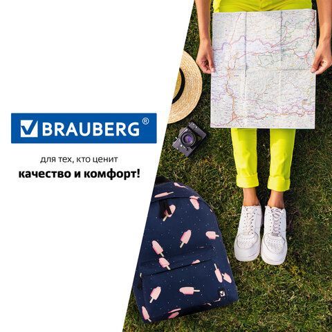 Рюкзак BRAUBERG СИТИ-ФОРМАТ универсальный, &quot;Ice cream&quot;, синий, 41х32х14 см, 228858
