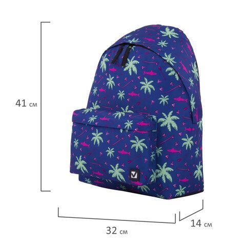 Рюкзак BRAUBERG СИТИ-ФОРМАТ универсальный, &quot;Palm trees&quot;, разноцветный, 41х32х14 см, 228864