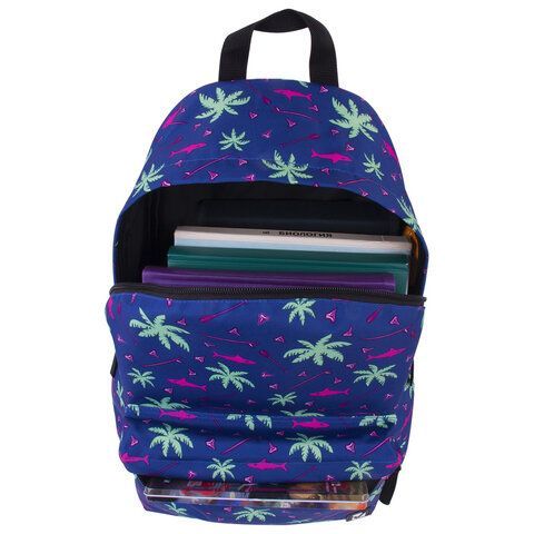 Рюкзак BRAUBERG СИТИ-ФОРМАТ универсальный, &quot;Palm trees&quot;, разноцветный, 41х32х14 см, 228864