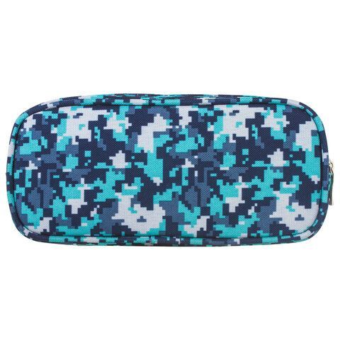 Пенал BRAUBERG для мальчиков, 1 отделение, органайзер, мягкий, &quot;Military&quot;, синий, 21х5х9 см, 228991