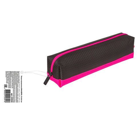 Пенал-косметичка BRAUBERG, мягкий, &quot;Black&amp;Bright&quot;, черно-розовый, 21х5х5 см, 229006